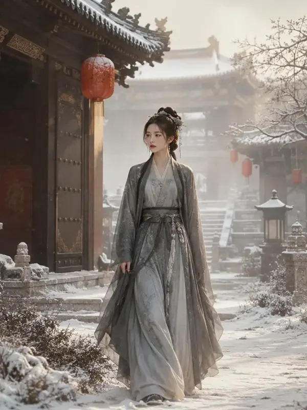 短剧《长安雪：将军的娇妻是画中人》封面，古装题材，共64集